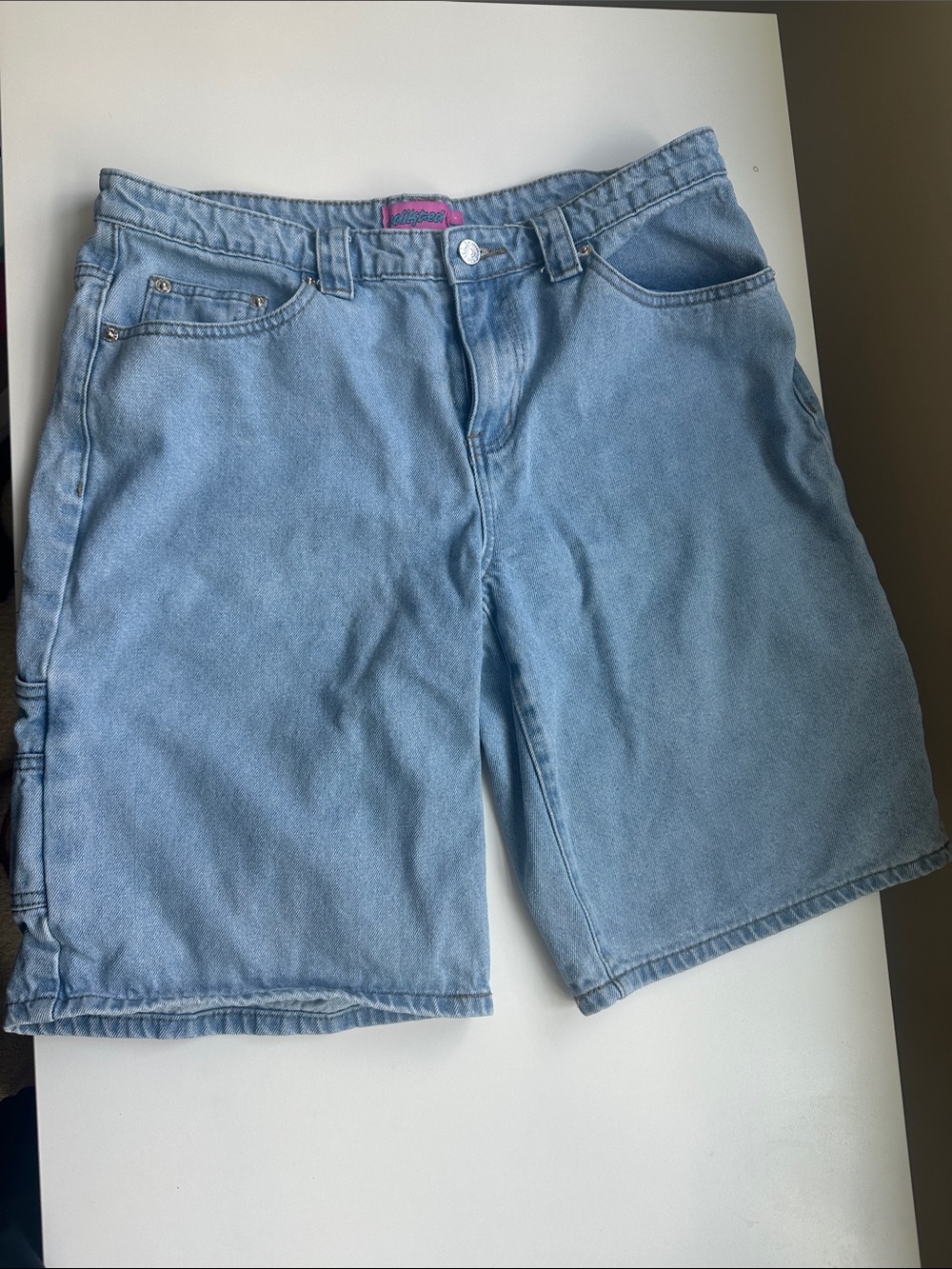 Edikted Light Blue Denim Jean Shorts